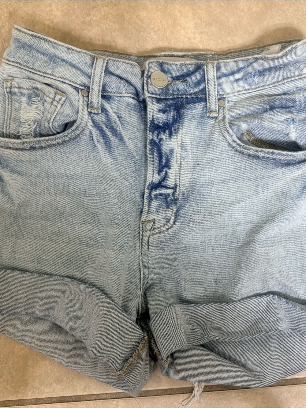 KUT from the Kloth Light Blue Rolled Cuff Denim Shorts